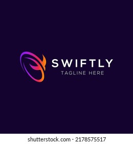 Swallow flying design template with elegant style