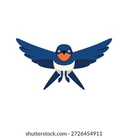 Traga volando de frente con las alas extendidas, simbolizando la libertad, la naturaleza y la migración. Ilustración vectorial plana aislada sobre fondo blanco 
