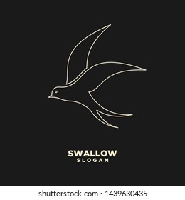 Swallow gold line logo. Isolated swallow on white background. Vector illustration