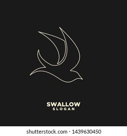 Swallow gold line logo. Isolated swallow on white background. Vector illustration