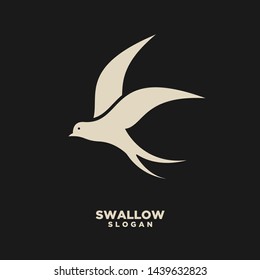 Swallow gold logo. Isolated swallow on white background. Vector illustration
