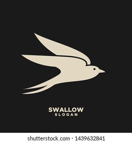 Swallow gold logo. Isolated swallow on white background. Vector illustration