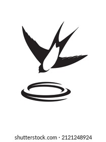 Swallow icon flying from a cage.