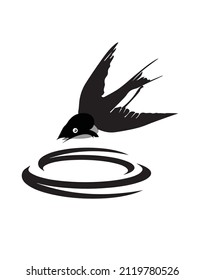 Swallow icon flying from a cage.  Swallow cage silhouette
