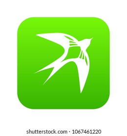 Swallow icon green vector isolated on white background