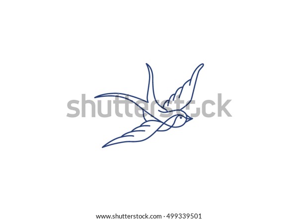 白い背景にツバメのアイコン タトゥースタイルのツバメ ビンテージ感のあるベクターインクペン手描きの飛ぶツバメのシルエットイラスト のベクター画像素材 ロイヤリティフリー