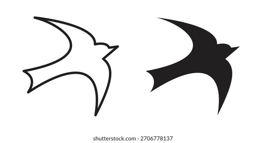 Swallow icon vector glyph flat and trendy stroke line pack