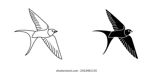 Swallow icons in outline and fill. vector illustration for ui.