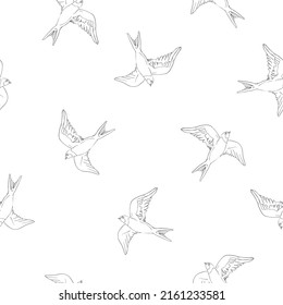swallow illustration traditional tattoo flash seamless doodle pattern