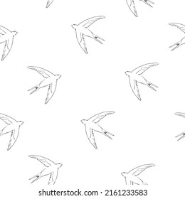 swallow illustration traditional tattoo flash seamless doodle pattern