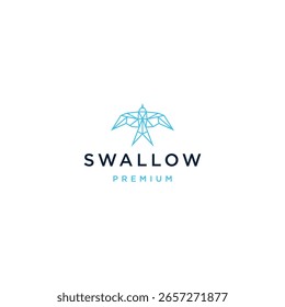 Swallow line logo design template flat vector