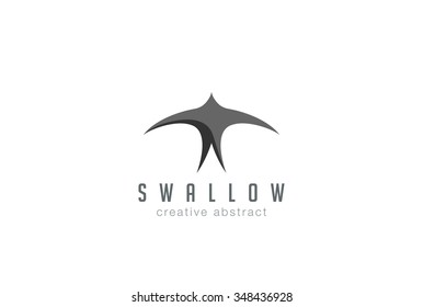 Swallow Logo Abstract Design Vector Template.
Black Flying Bird Top View Logotype Concept Icon.