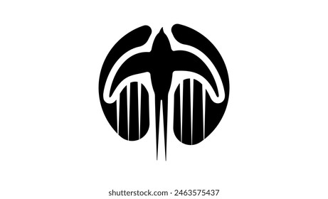 Swallow logo, black isolated silhouette