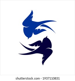 Swallow Logo Design Small Flying Bird, Vector Animal Illustration for Nature or Wildlife Symbol Element Template Ideas