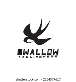 Swallow logo. silhouette swallow flying logo vector isolated white background