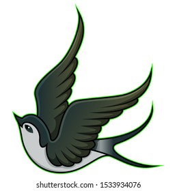 Swallow mascot logo on white background