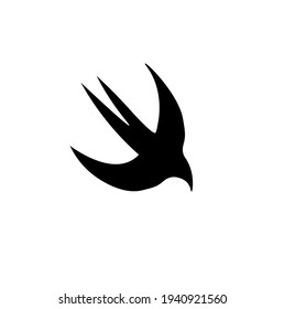 Swallow outline vector icon. Swift technology symbol. Bird sign. Freedom concept. Wing logotype. Flat simple line design illustration.