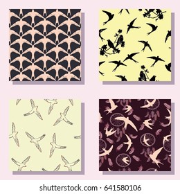 swallow pattern, set, vector, illustration