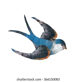 swallow. polygonal graphics. old school tattoo style. vector illustration