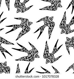 Swallow seamless pattern.