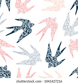 Swallow seamless pattern.