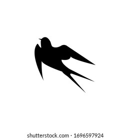 Swallow silhouette. Isolated swallow on white background.