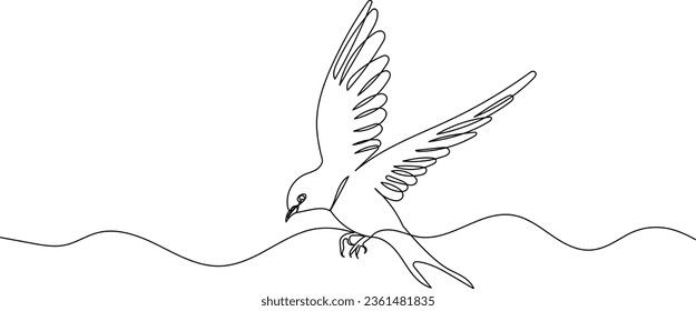 swallow sketch line drawing on white background vector