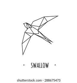 Swallow stylized triangle polygonal model