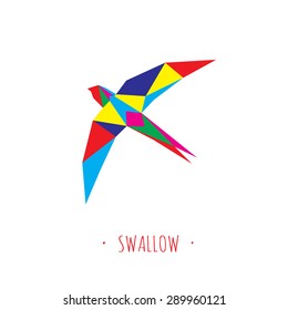 Swallow stylized triangle polygonal model