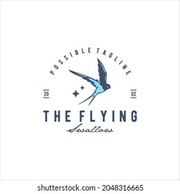 Plantilla De Diseño De Logotipo De Ave Tradicional De Aves Swift De Estilo Vintage