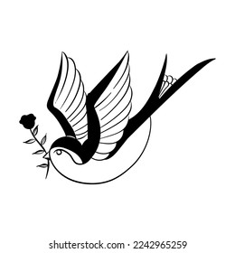 swallow tattoo design over white