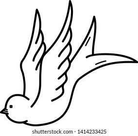 Swallow tattoo icon in outline style
