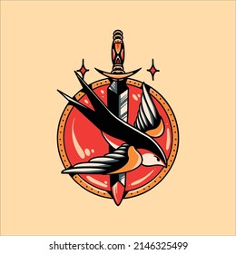 swallow tattoo illustration vector design