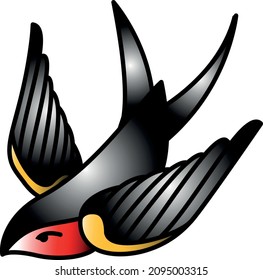 swallow tattoo in the old school style. Vector illustration