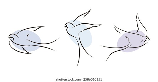 Swallow tattoo stock vector. Tattoo style swallow with banner, old school. Sailor Sticker. Freedom tattoo. Traditional tattoo vector