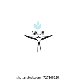 Swallow a template of a logo, emblem or label. Vector illustration