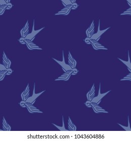 swallow traditional tattoo flash seamless doodle pattern