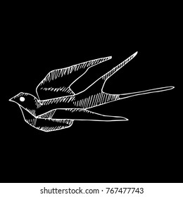 Swallow vector illustration. Doodle style. Design, print, decor, textile, paper