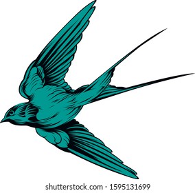 Swallow vector, vector illustration isolated bird, bird flying, bird silhouette, bird vector.
