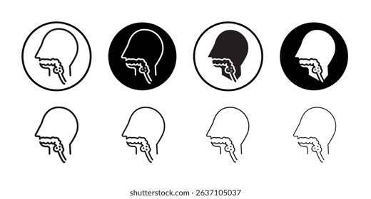 Swallowing reflex icon Black line art vector logo set
