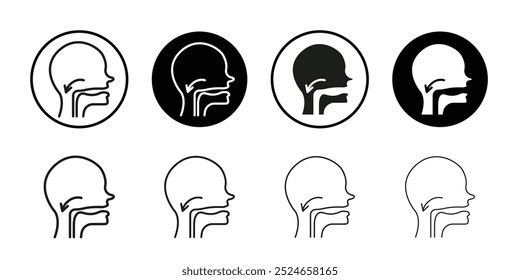 Colección de ícono de reflejo de deglución de Vector de contorno delgado plano