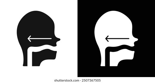 Swallowing reflex icon flat line symbol set.