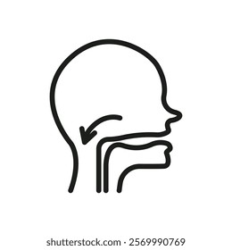 Swallowing reflex icon flat line symbol set.