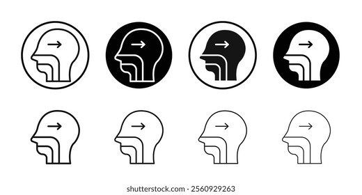 Swallowing reflex icon Flat outline fill set collection