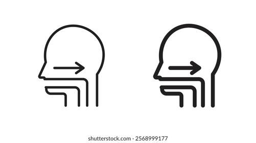 Swallowing reflex icon set vector graphics designs