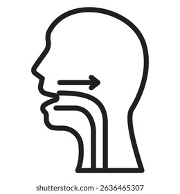 Swallowing reflex icon Thin line illustration