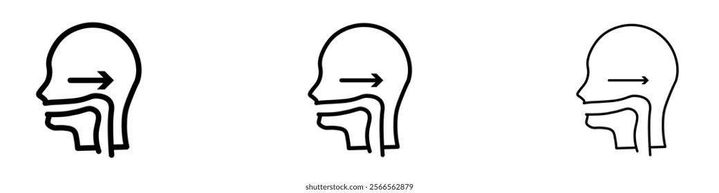 Swallowing reflex icon in tree different line stroke sizes.