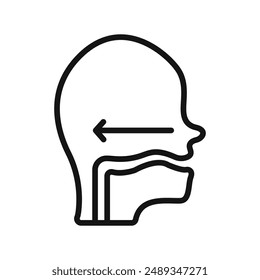 Swallowing reflex icon Vector symbol or sign set collection in black and white outline