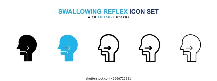 Swallowing reflex icons vector collection pack.