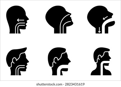 Swallowing Reflex Vector Icon Set. Ingestion Process vector illustration on white background